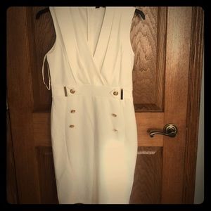 V neck dress with gold buttons